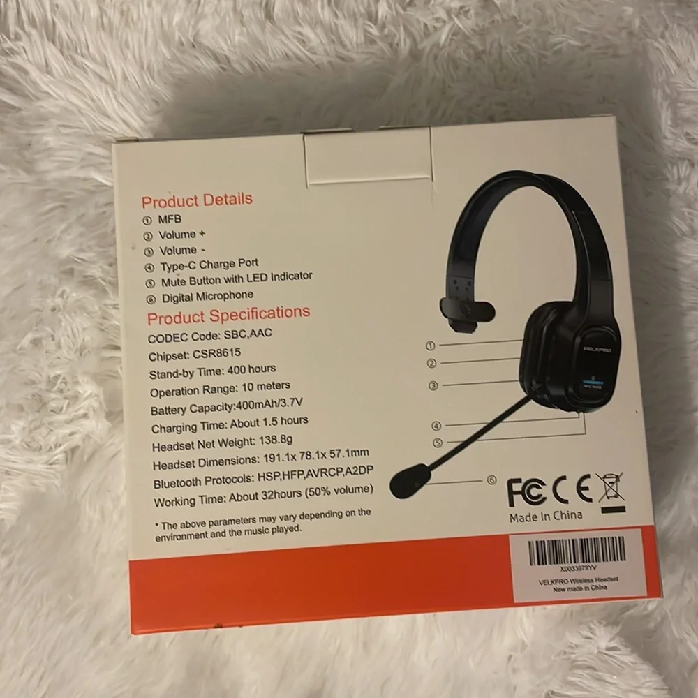 Velkpro M100c noise canceling talking headset New box unopened